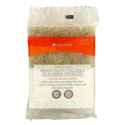 Full Circle, Cleana Colada, Heavy-Duty Coconut Scrubber Sponges, 2 Packs