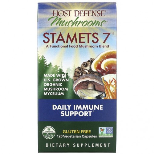 Fungi Perfecti, Host Defense, 버섯, Stamets 7, 일상의 면역 지원, 베지 캡슐 120정