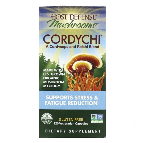 Fungi Perfecti, Host Defense 버섯, Cordychii, 스트레스 및 피로 감소 지원, 베지 캡슐 120정