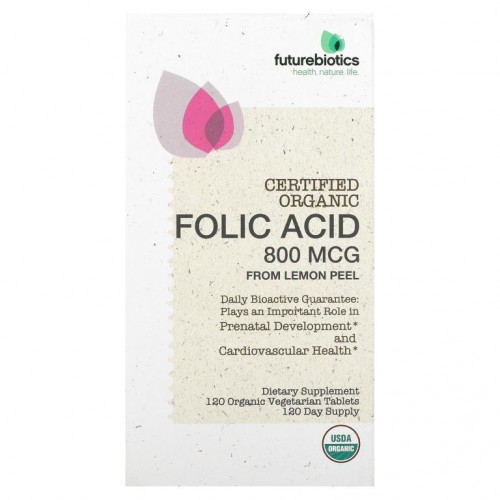 FutureBiotics, 레몬 껍질 추출 엽산, 800mcg, 유기농 베지 정제 120정