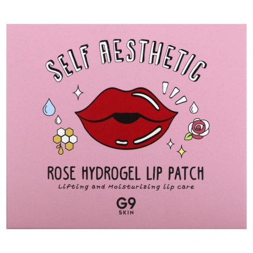 G9skin, Self Aesthetic, 로즈 하이드로젤 립 패치, 5개입, 3g(0.10oz)