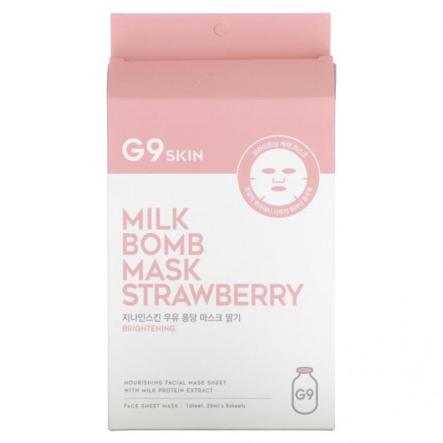 G9skin, 스트로베리 밀크 밤 뷰티 마스크, 5개입, 각 21ml