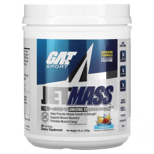 GAT, JetMASS, 빠르게 작용하는 볼류마이징 크레아틴 시스템, 트로피칼 아이스, 720g(25oz)
