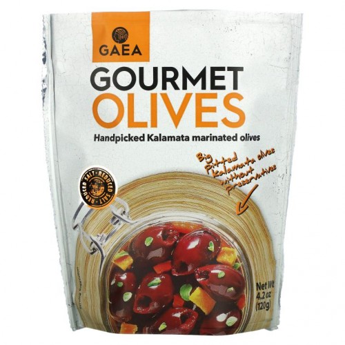 Gaea, 고급 올리브, 씨를 제거해서 절인 칼라마타 올리브, 120g(4.2oz)
