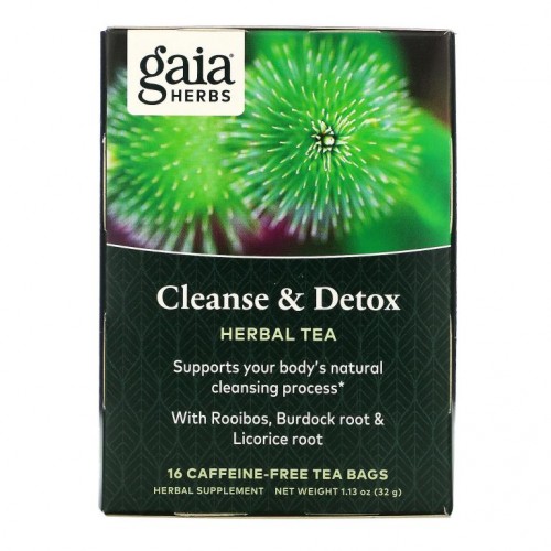 Gaia Herbs, 클렌스 & 디톡스, 무카페인, 티백 16개입, 32g(1.13oz)