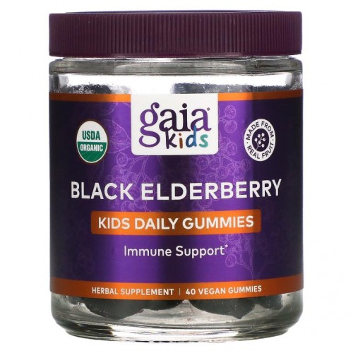 Gaia Herbs, 어린이용 면역력 강화 보충제, 블랙 엘더베리 함유, 베지 구미젤리 40개