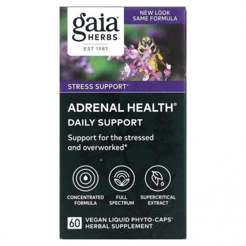 Gaia Herbs, 아드레날 헬스, 건강 보조제, 60 식물성 액상 파이토 캡슐