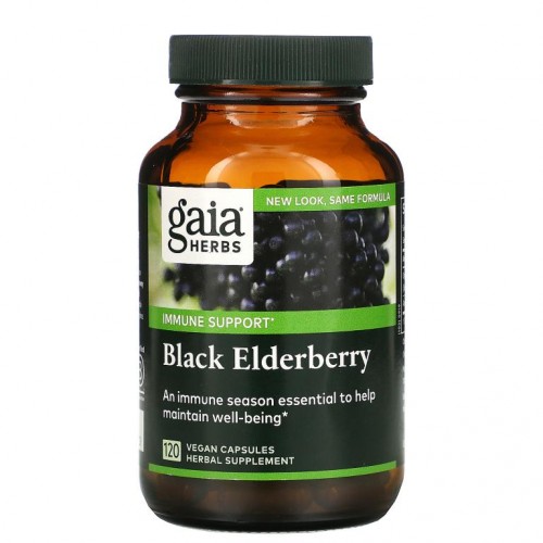 Gaia Herbs, 아세로라 함유 블랙 엘더베리, 베지 캡슐 120정