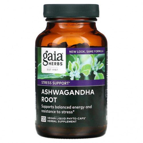 Gaia Herbs, 아쉬와간다 뿌리, 120 식물성 액상 파이토 캡슐