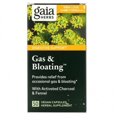 Gaia Herbs, 가스 및 팽만감 완화제, 베지 캡슐 50정