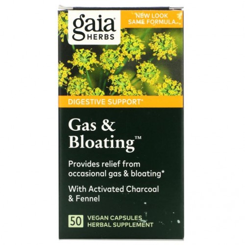 Gaia Herbs, 가스 및 팽만감 완화제, 베지 캡슐 50정
