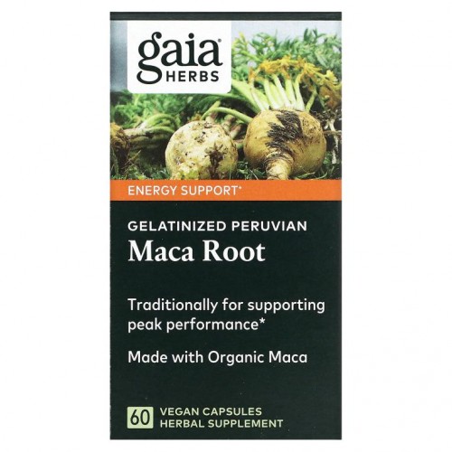 Gaia Herbs, 젤라틴화 페루비안 마카 뿌리, 60식물성 캡슐