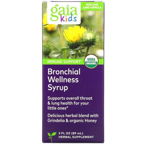 Gaia Herbs, 어린이용 기관지 건강 시럽, 89ml(3fl oz)