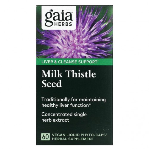 Gaia Herbs, 밀크시슬 씨, 베지 액상 Phyto-Caps 60정