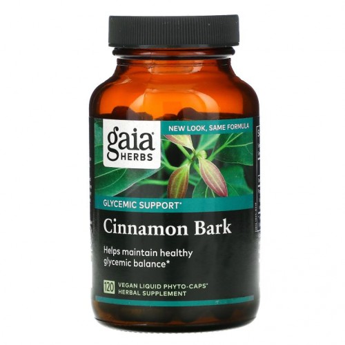 Gaia Herbs, 시나몬 껍질, 식물성 액상 파이토 캡슐 120정