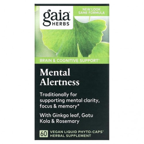 Gaia Herbs, DailyWellness, 주의력 향상, 60 베지테리안 액상 피토-캡슐