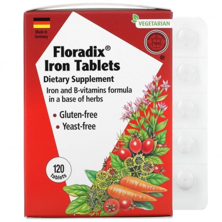Gaia Herbs, Floradix, 철분 정제, 120정