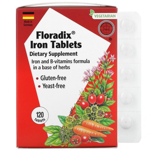 Gaia Herbs, Floradix, 철분 정제, 120정