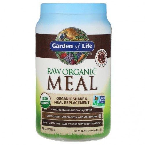 Garden of Life, 무가공 유기농 생식, 셰이크 & 식사 대용식, 초콜릿 카카오, 1,017g(2lb 4oz)