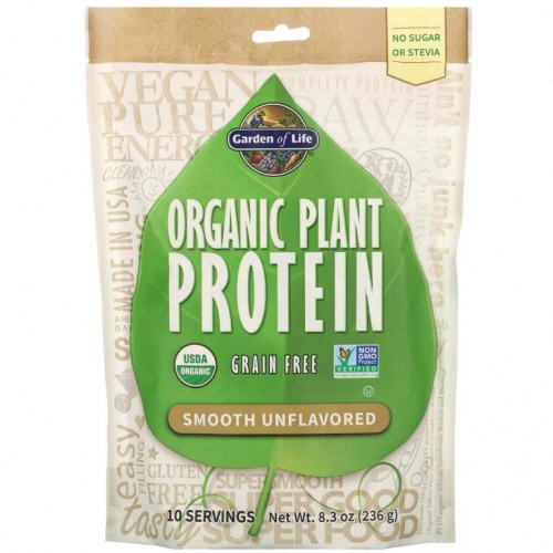 Garden of Life, 유기농 식물 단백질, 부드러운 무맛, 236g(8.3oz)