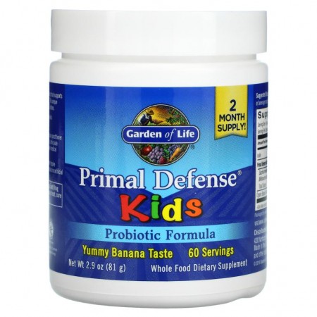 Garden of Life, 어린이용, Primal Defense, 프로바이오틱 포뮬라, 바나나맛, 76.8g (2.7 oz)