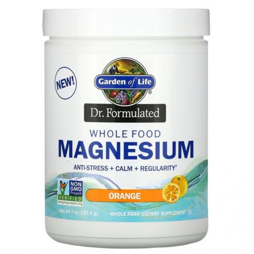 Garden of Life, Dr. Formulated, 홀푸드 마그네슘 분말, 오렌지, 197.4g(7oz)