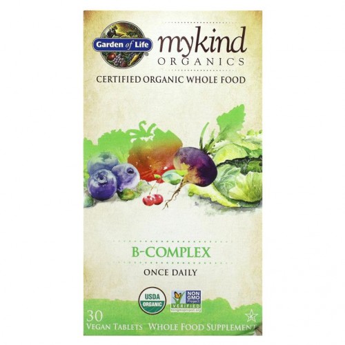 Garden of Life, MyKind 오가닉스, B-복합체, 베지 정제 30정