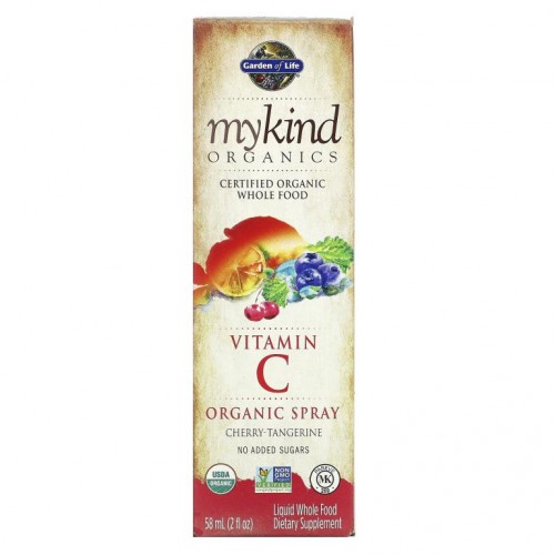 Garden of Life, MyKind Organics, 비타민C 오가닉 스프레이, 체리-탠저린, 58ml(2fl oz)