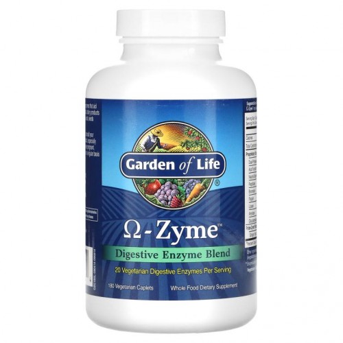 Garden of Life, Omega-Zyme, 소화 효소 혼합물, 베지 캡슐 180정