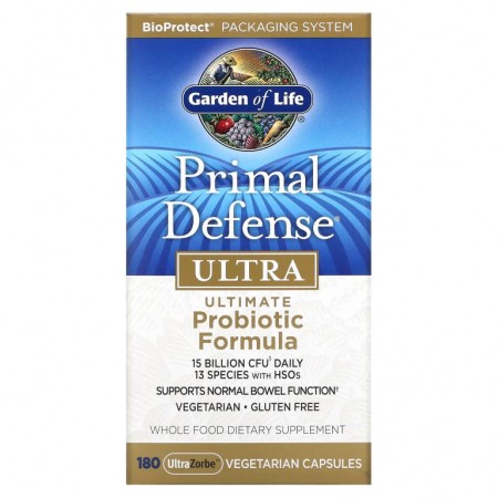 Garden of Life, Primal Defense, 울트라, 얼티밋 프로바이오틱 포뮬라, UltraZorbe 베지 캡슐 180정