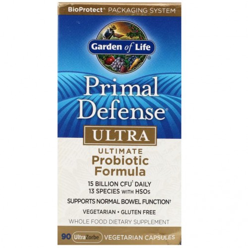 Garden of Life, Primal Defense, Ultra, 얼티밋 프로바이오틱 포뮬라, UltraZorbe 베지 캡슐 90정