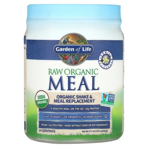 Garden of Life, RAW 유기농 밀, 셰이크 & 대용식, 바닐라, 484g(1lb 1oz)