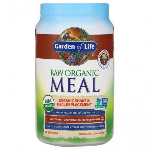 Garden of Life, RAW 유기농 식사, 셰이크 & 대용식, 바닐라 스파이스드 차이, 907g(2lbs 2oz)