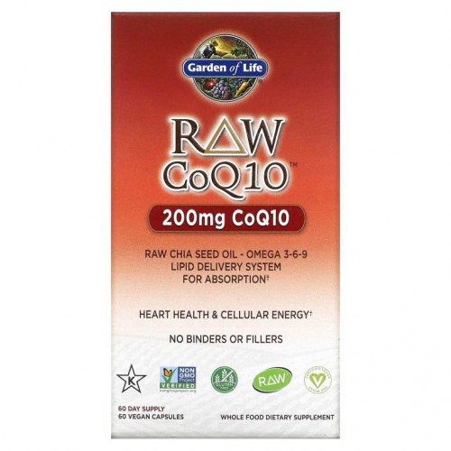 Garden of Life, RAW CoQ10, 200mg, 베지 캡슐 60정