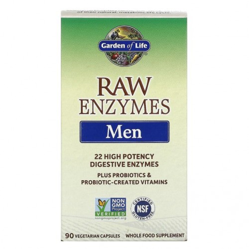 Garden of Life, RAW Enzymes, 남성용, 베지 캡슐 90정