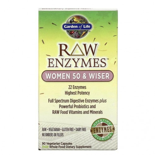 Garden of Life, RAW Enzymes, 만 50세 이상 여성용, 베지 캡슐 90정