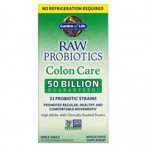 Garden of Life, RAW Probiotics, Colon Care, 베지 캡슐 30정