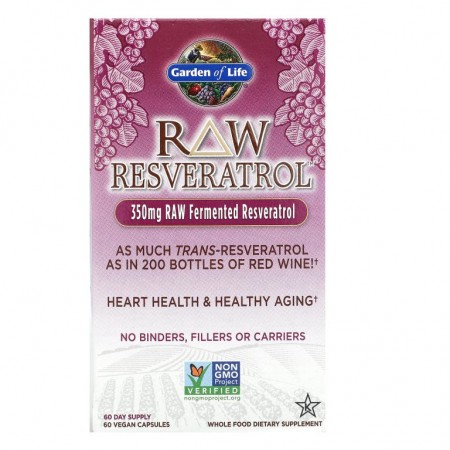 Garden of Life, RAW Resveratrol, 350mg, 베지 캡슐 60정