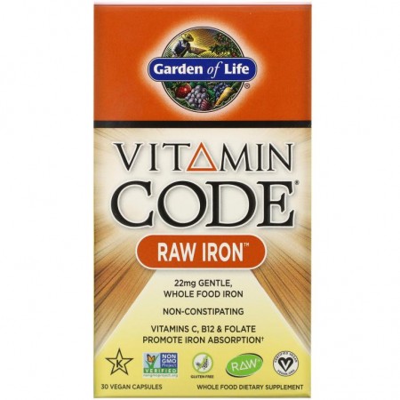 Garden of Life, Vitamin Code, 무가공 아연, 베지 캡슐 30정