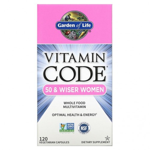 Garden of Life, Vitamin Code, 여성용 천연 식품 종합비타민, 50세 이상, 베지 캡슐 120정