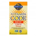 Garden of Life, Vitamin Code, 무가공 D3, 2,000IU, 식물성 캡슐 60정