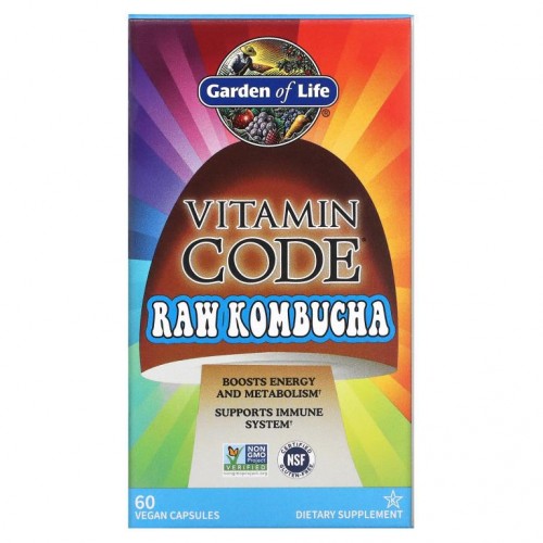 Garden of Life, Vitamin Code, RAW 콤부차, 베지 캡슐 60정