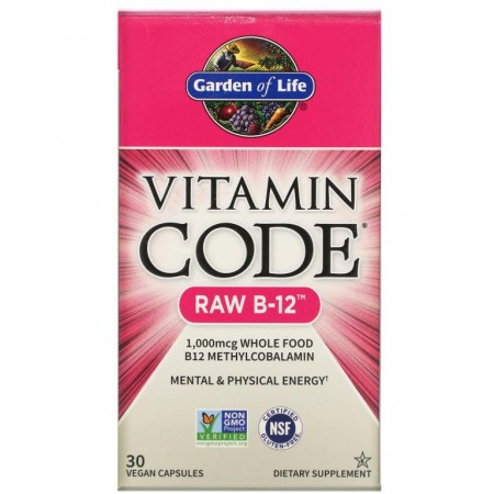 Garden of Life, Vitamin Code, RAW B-12, 베지 캡슐 30정