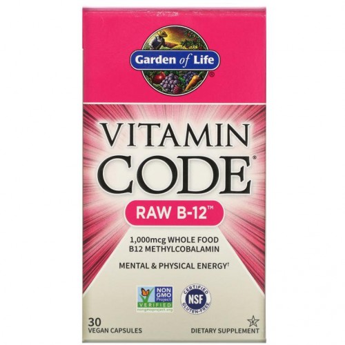 Garden of Life, Vitamin Code, RAW B-12, 베지 캡슐 30정