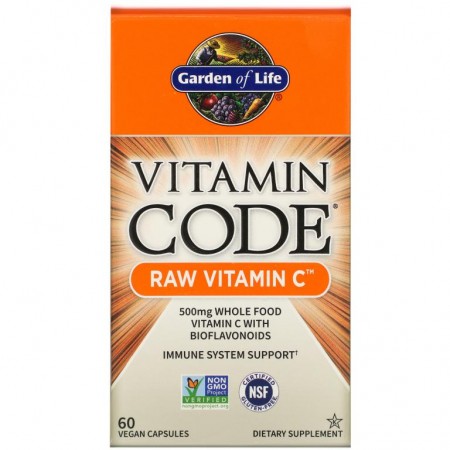 Garden of Life, Vitamin Code, RAW Vitamin C, 비건 캡슐 60정