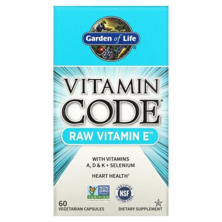 Garden of Life, Vitamin Code, RAW Vitamin E, 베지 캡슐 60정
