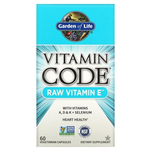 Garden of Life, Vitamin Code, RAW Vitamin E, 베지 캡슐 60정