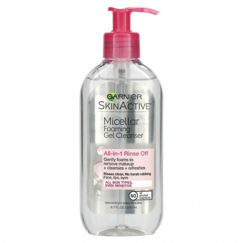 Garnier, 스킨액티브, 미셀라 포밍 클렌저, 씻어내는 올인원 타입, 모든 피부 타입에 적합, 6.7fl oz(200ml)