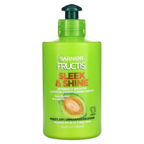 Garnier, 프럭티스, 슬릭 & 샤인, 인텐슬리 스무스 리브인 컨디셔닝 크림, 부스스하고 건조하고 관리하기 어려운 모발용, 300ml(10.2fl oz)