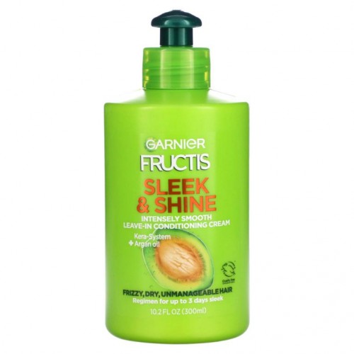 Garnier, 프럭티스, 슬릭 & 샤인, 인텐슬리 스무스 리브인 컨디셔닝 크림, 부스스하고 건조하고 관리하기 어려운 모발용, 300ml(10.2fl oz)